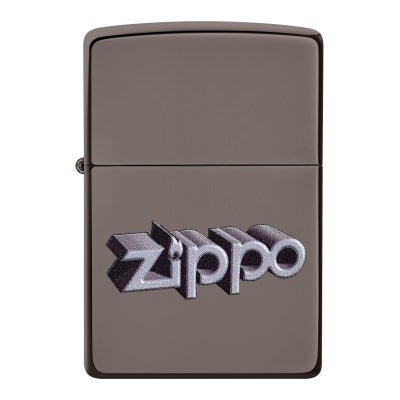 Zippo Windproof Lighter, Black Ice 3D Logo Design