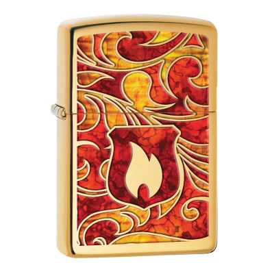 Zippo High Polish Brass Lighter, Flame Fusion Design