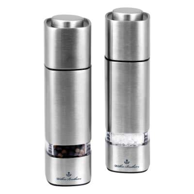 Wilkie Brothers 2 Piece Stainless Steel Square Salt & Pepper Mill Set, 15cm