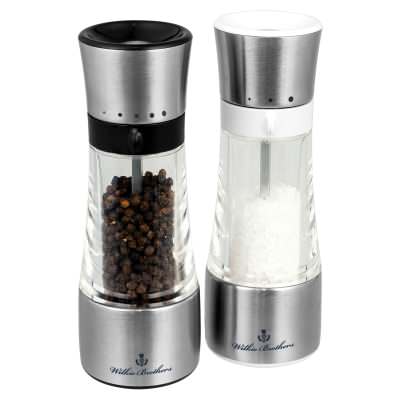 Wilkie Brothers Top Grind 2 Piece Stainless Steel Salt & Pepper Mill Set