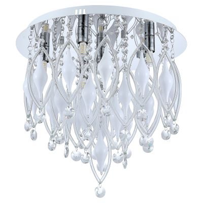 Blue Eye Crystal Glass LED Flush Mount Ceiling Light with Remote, Small