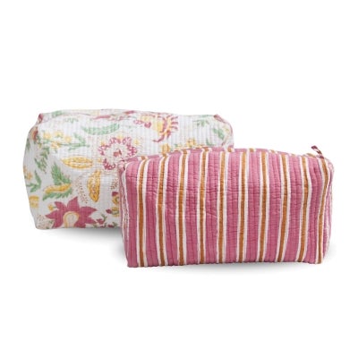 Jazlyn 2 Piece Cotton Cosmetic Bag Set, Rosewood