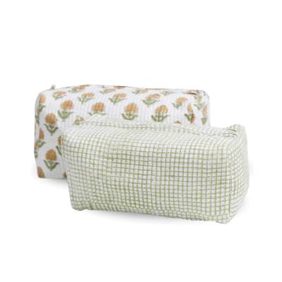 Jazlyn 2 Piece Cotton Cosmetic Bag Set, Garden Path