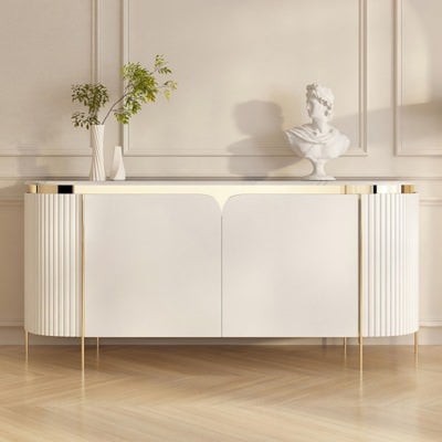 Orbloc Sintered Stone Top 4 Door Oval Sideboard, 150cm
