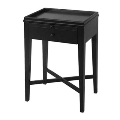 Saskia Timber Tray Top Bedside Table, Black