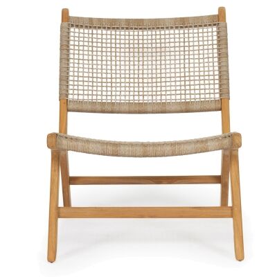 Zac Teak Timber & Woven Cord Indoor / Outdoor Lounge Chair, Washed Grey / Natural