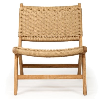 Zac Teak Timber & Close Woven Cord Indoor / Outdoor Lounge Chair, Sand / Natural