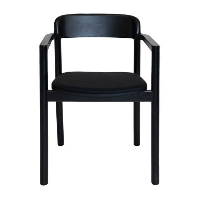 Matilda Commercial Grade Ashwood Dining Armchair, Vinyl Seat, Black