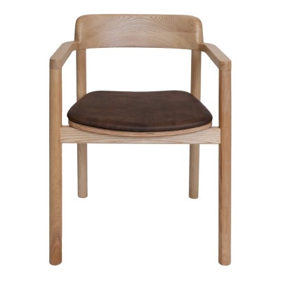 Matilda Commercial Grade Ashwood Dining Armchair, Eastwood Fabric Seat, Natural / Bison