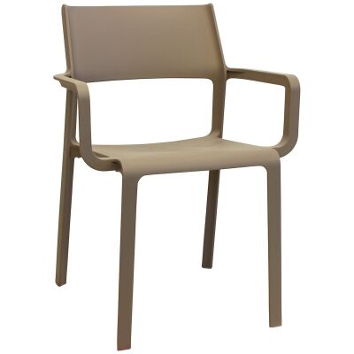 Trill Italian Made Commercial Grade Indoor / Outdoor Dining Armchair, Taupe