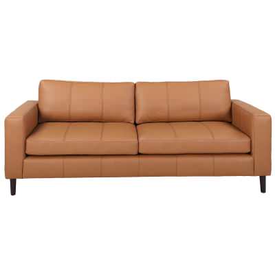 Keaton Full Top Grain Leather Sofa, 3 Seater, Camel