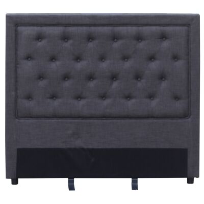 Aston Tufted Fabric Bed Headboard, Double, Charcoal Brown