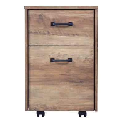 Alaska 2 Drawer Mobile Pedestal, Rustic Oak