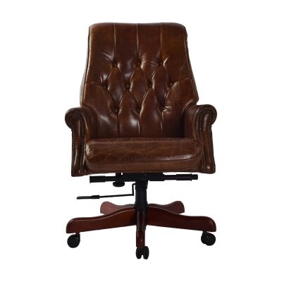 Osborne Aged Leather Bankers Chair, Cigar