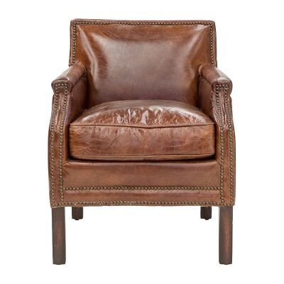 Brewster Aged Leather Armchair, Cigar