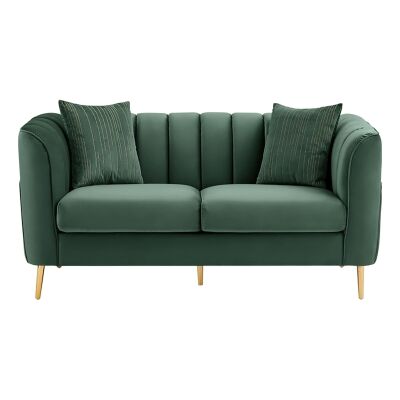 Ava Velour Fabric Sofa, 2 Seater, Green