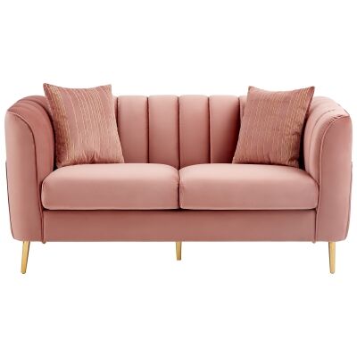 Ava Velour Fabric Sofa, 2 Seater, Peach