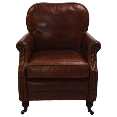 Southwell Aged Leather Armchair, Cigar