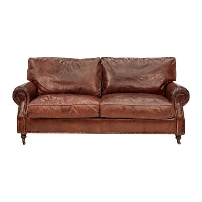 Jesmond Aged Leather Sofa, 3 Seater