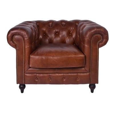 Barmston Aged Leather Chesterfield Armchair