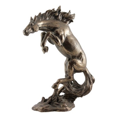 Veronese Cold Cast Bronze Coated Animal Figurine, Rearing Horse
