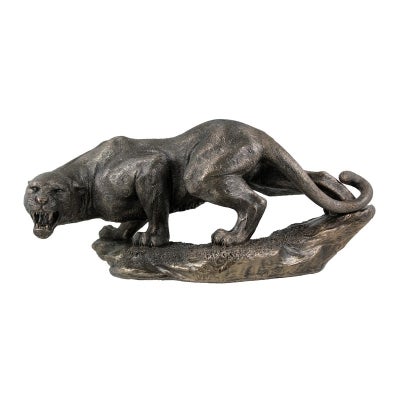 Veronese Cold Cast Bronze Coated Wild Life Figurine, Howling Leopard