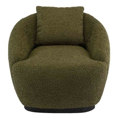 Avalon Teddy Fabric Swivel Tub Chair, Olive