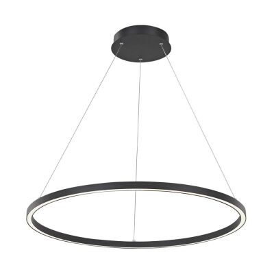 Kiran LED Ring Circle Pendant Light, 60cm, Black