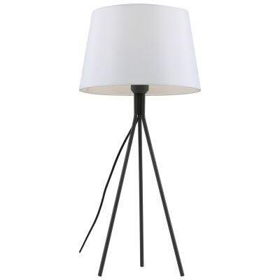 Anna Metal Tripod Base Table Lamp, Black / White