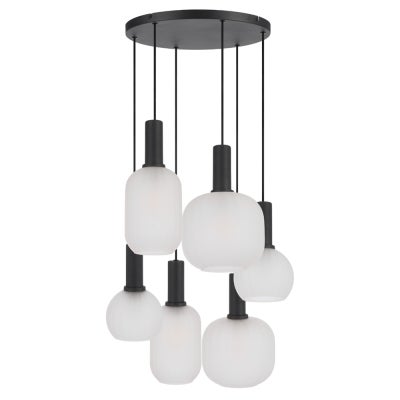 Aosta Iron & Glass Cluster Pendant Light, 6 Light