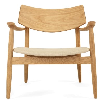 Muse American Oak Timber Occasional Armchair, Fabric Seat, Natural