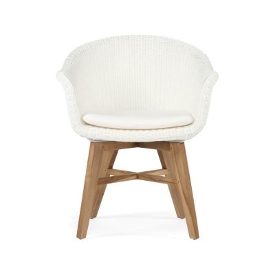 Mogo Resin Wicker & Teak Timber Indoor / Outdoor Dining Armchair, White / Natural