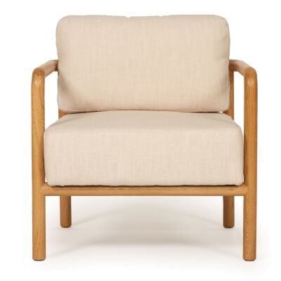 Stella Oak Timber Lounge Armchair with Cushion