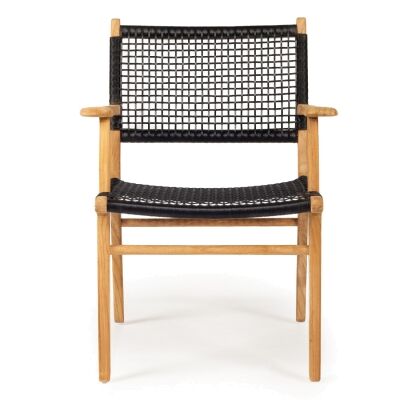 Zac Teak Timber & Woven Cord Indoor / Outdoor Dining Armchair, Black / Natural