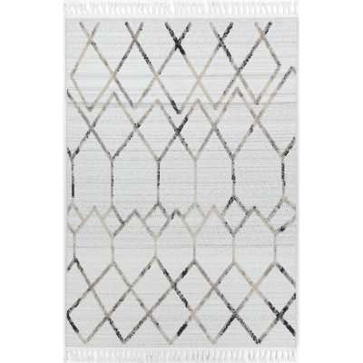 Ares Dorian Geometric Modern Rug, 400x300cm, Cream / Taupe