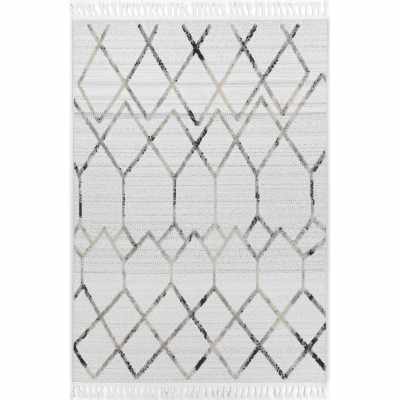 Ares Dorian Geometric Modern Rug, 330x240cm, Cream / Taupe