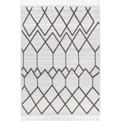 Ares Dorian Geometric Modern Rug, 400x300cm, Cream / Brown
