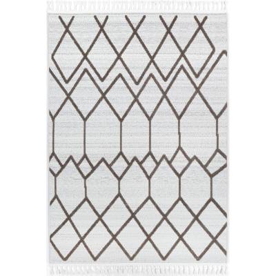 Ares Dorian Geometric Modern Rug, 330x240cm, Cream / Brown