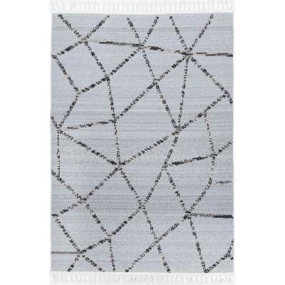 Ares Agros Geometric Modern Rug, 400x300cm, Grey / Ash
