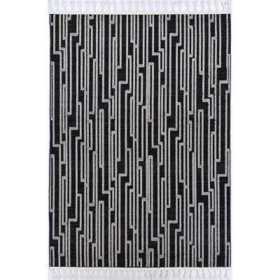 Ares Naxos Geometric Modern Rug, 400x300cm, Black / White