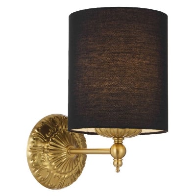 Argos Fabric & Iron Wall Lamp, Black / Antique Gold
