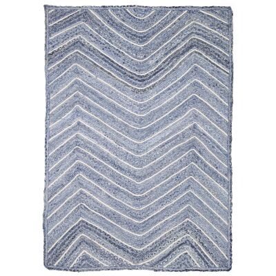 Artisan Chevron Handmade Jute Rug, 320x230cm, Denim