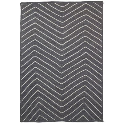 Artisan Chevron Handmade Jute Rug, 220x150cm, Grey