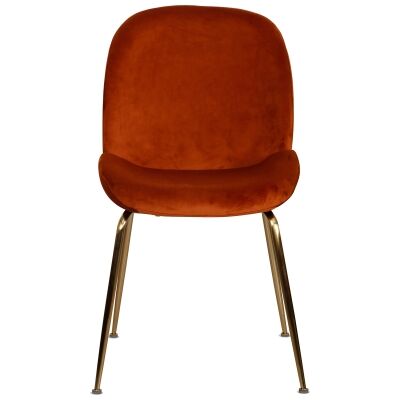 Aizel Velvet Fabric Dining Chair, Rust / Gold