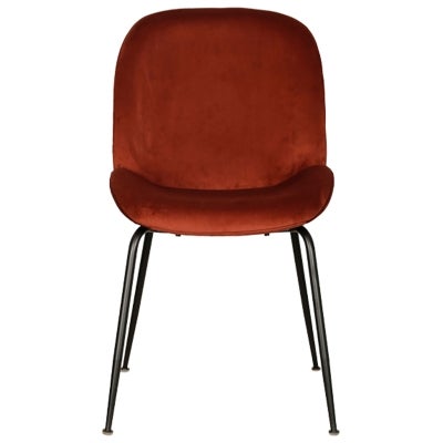 Aizel Velvet Fabric Dining Chair, Rust / Black