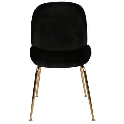 Aizel Velvet Fabric Dining Chair, Black / Gold