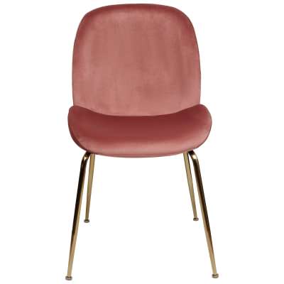 Aizel Velvet Fabric Dining Chair, Blush / Gold