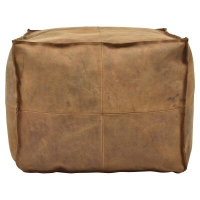Napa Leather Square Bean Bag Ottoman, Tan 