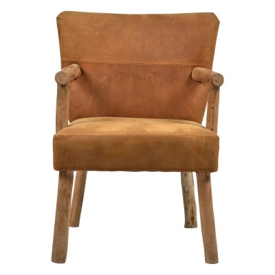Palermo Leath & Timber Accent Armchair, Tan