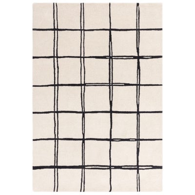 Asiatic Albany Grid Hand Tufted Designer Wool Rug, 120x170cm, Monochrome